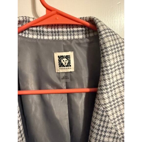 ANNE KLEIN WOMEN'S BLAZER - Grey and White Houndstooth Pattern - Women's Large - Picture 2 of 6